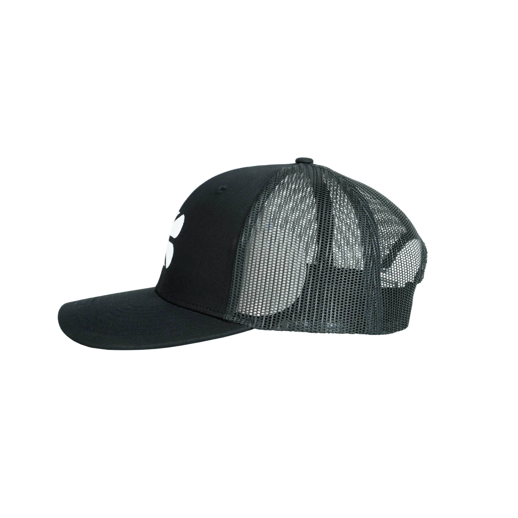 Black Trucker Cap – Classic Mesh-Back Hat with Embroidered Logo - Image 3