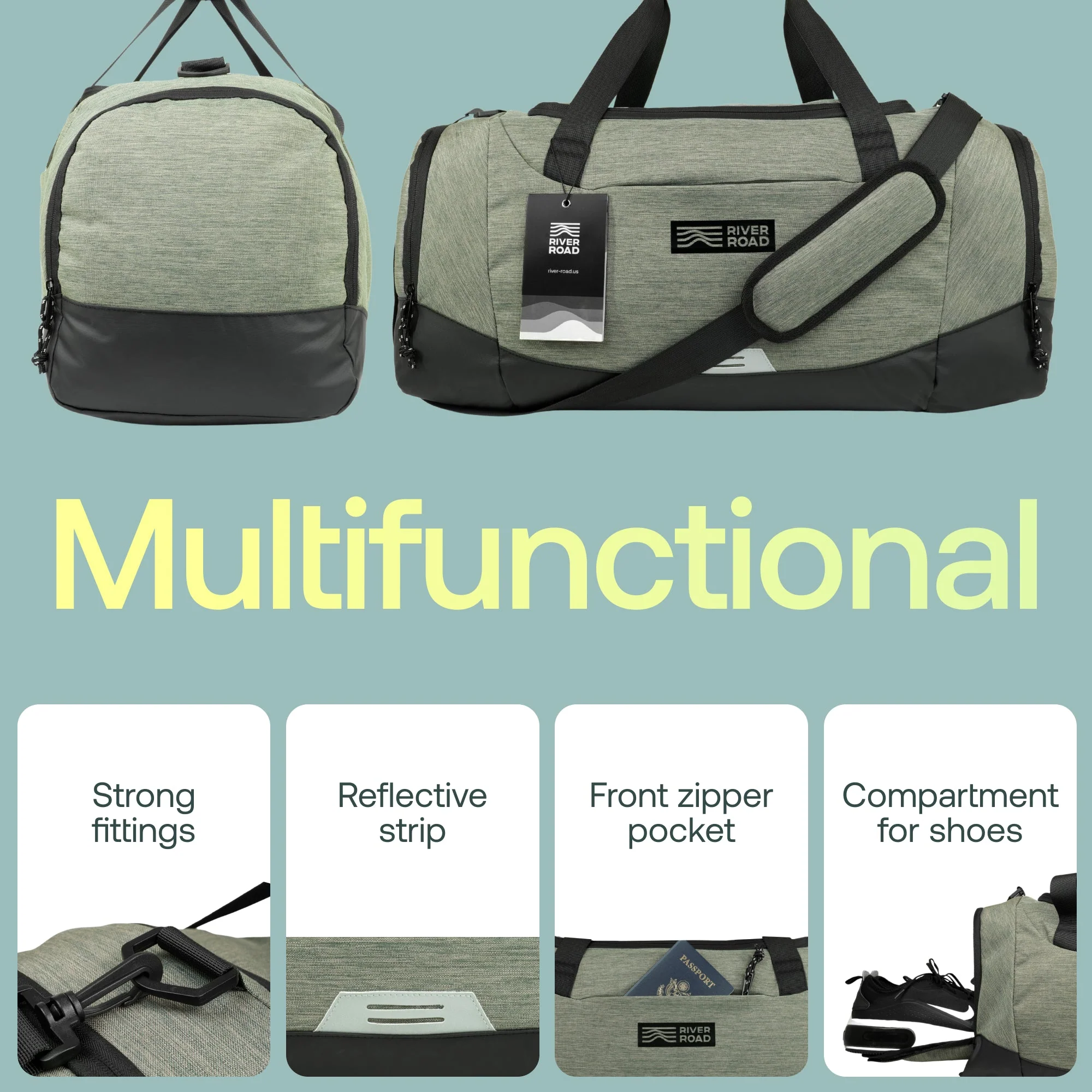 CityRoll Duffle Bag 40L Medium - Dark Green - Image 3