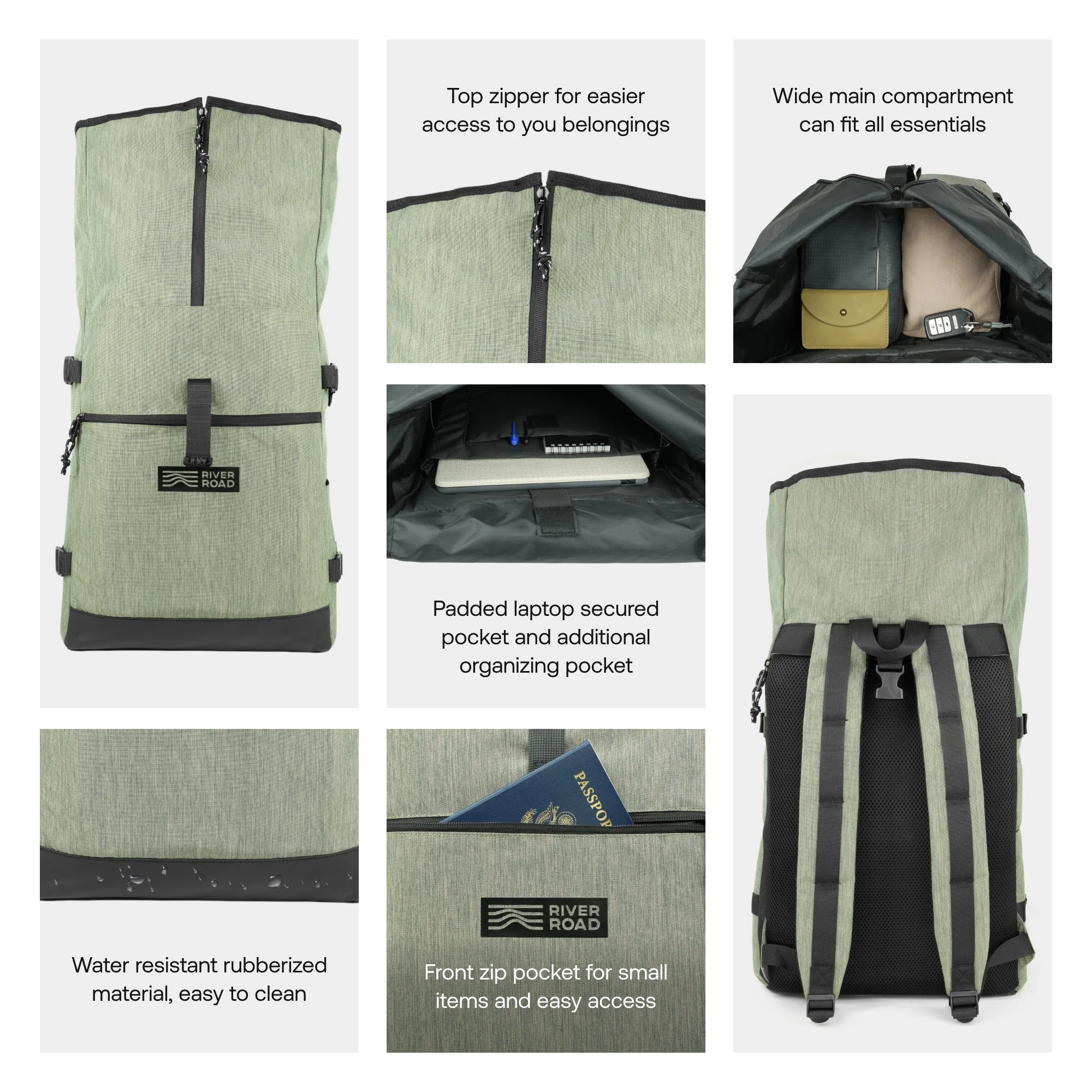 CityRoll Easy Access Backpack - Dark Green - 20 L - Image 4
