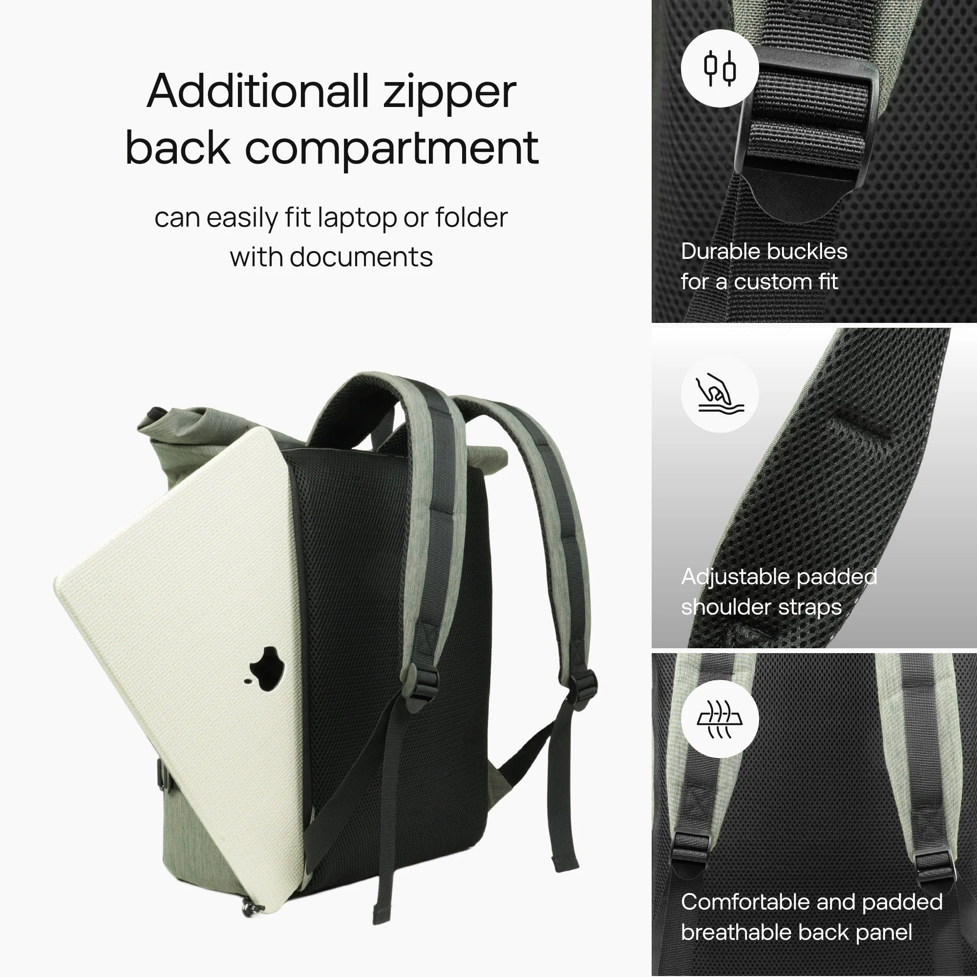 CityRoll Easy Access Backpack - Dark Green - 20 L - Image 5