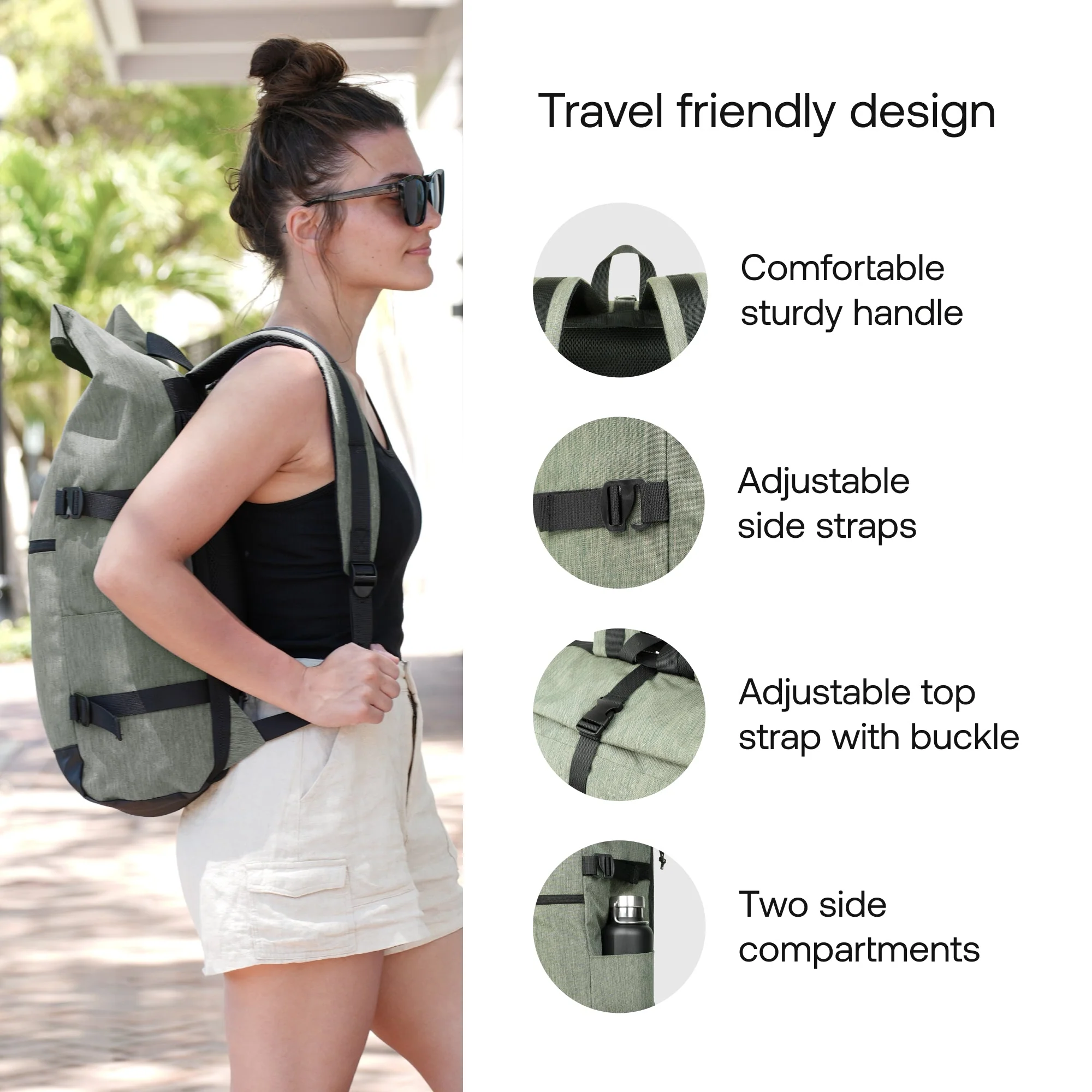 CityRoll Easy Access Backpack - Dark Green - 20 L - Image 7