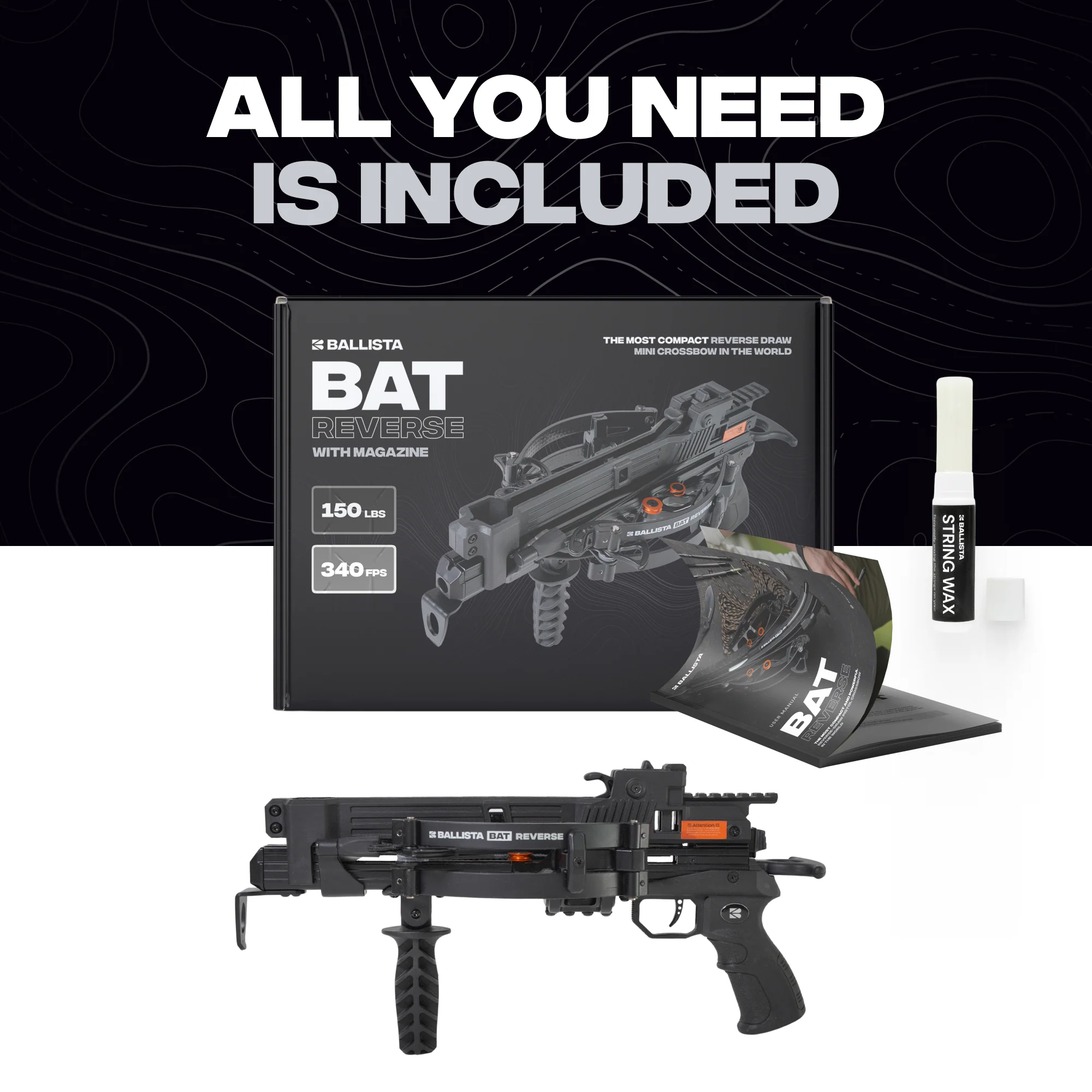 Mini BAT Reverse Crossbow with Magazine - 340 FPS, 150lbs - Refurbished - Image 10