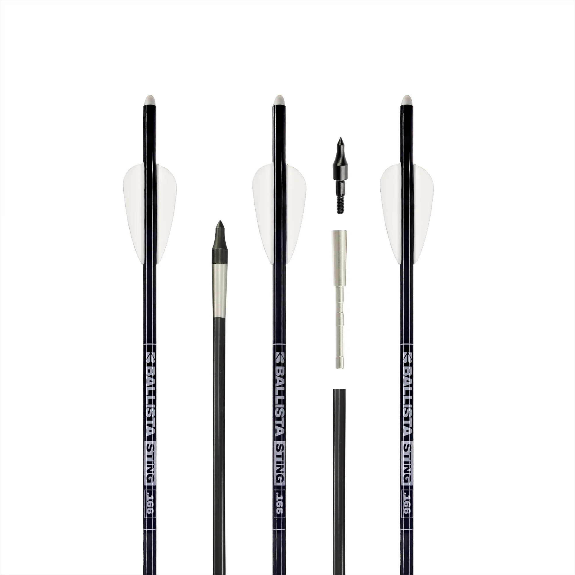Sting Micro-Diameter Carbon Crossbow Bolts with SS Penetrator Inserts - 16" - 3-Pack
